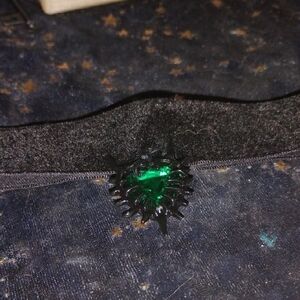 Black Velvet Choker with Green Gothic Heart
